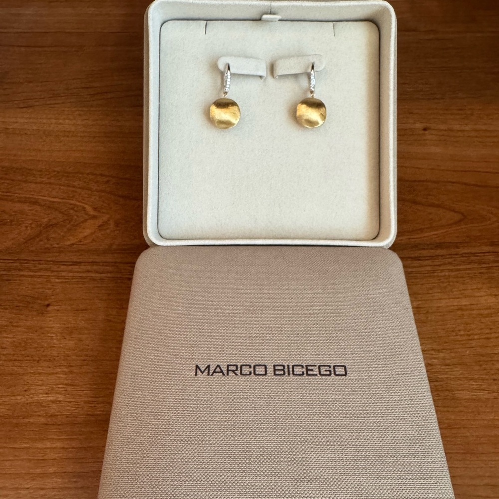 Marco Bicego 18k Africa Gold Pendant Earrings with Diamond Clip